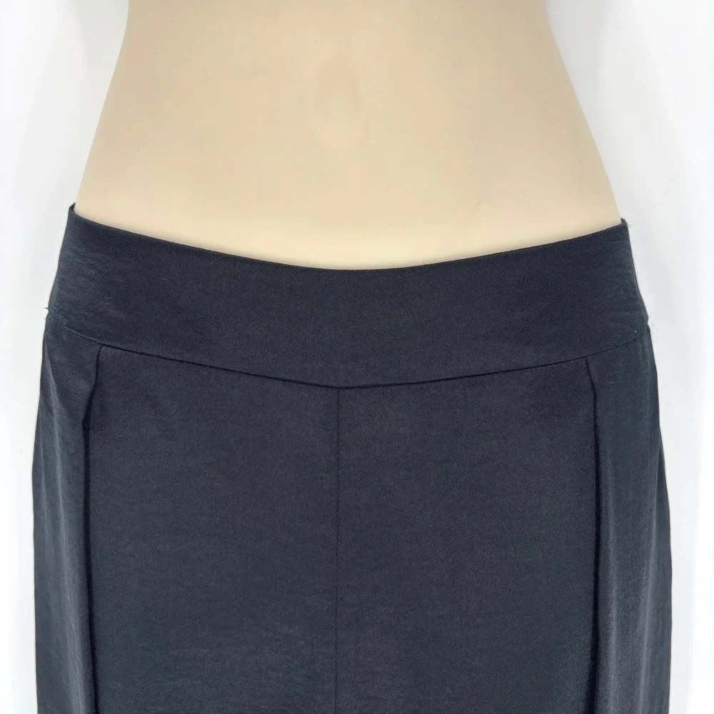 Robert Rodriguez Womens Black Satin Wide Leg Culottes Pleated Shorts Sz 10